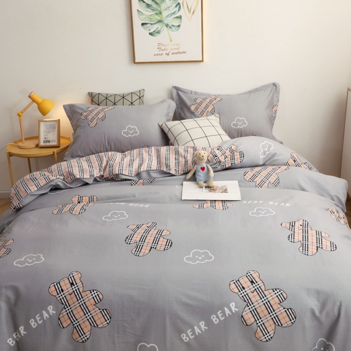 91家纺网 家纺一手货源 找家纺 晶缦家纺 2021秋冬全棉12868多规格四件套 小熊宝莉灰