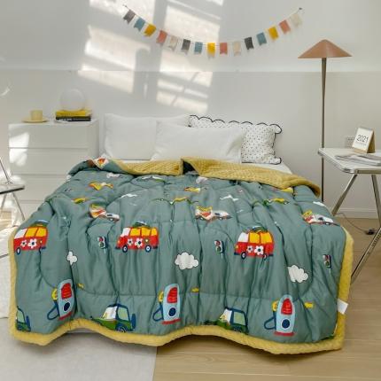 91家纺网 家纺一手货源 找家纺 北纬27度 2021新款安抚豆豆绒毯子被 快乐街道