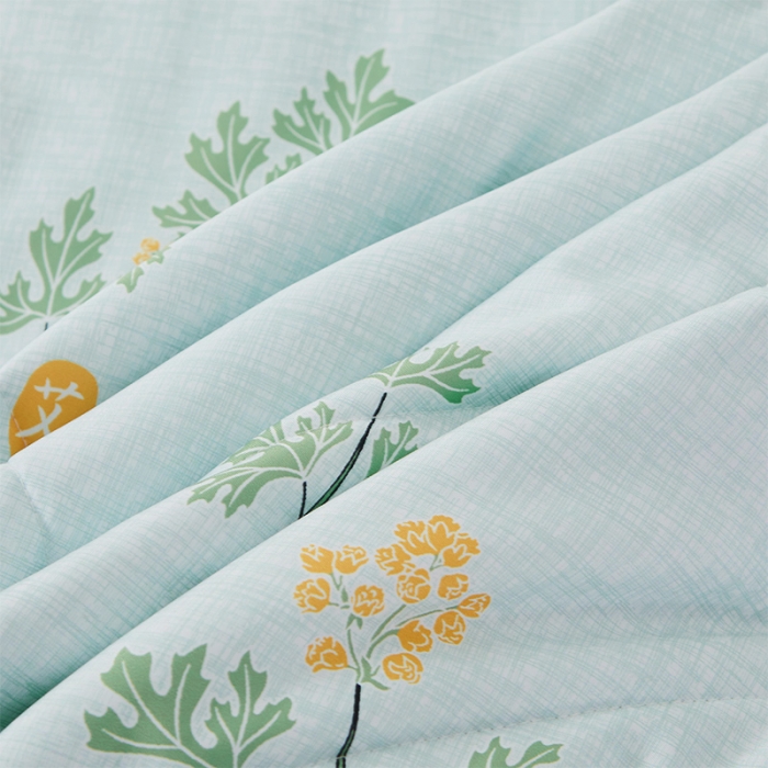 91家纺网 家纺一手货源 找家纺 情恒家纺  2025新款艾草驱蚊抗菌床裙夏被四件套 清新蓝