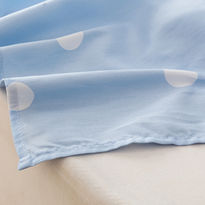 91家纺网 家纺一手货源 找家纺 梦家居 2021新款40s纯棉13372卡通单床单 波点浅蓝