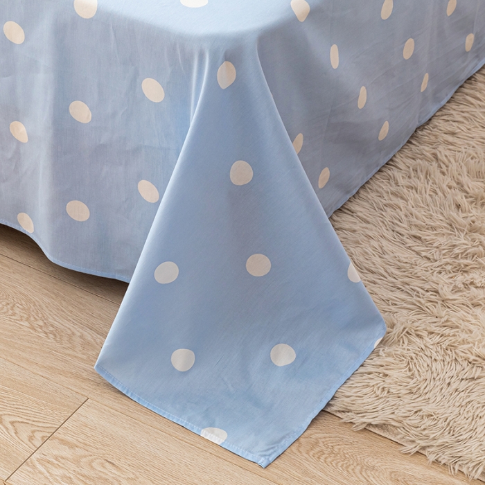 91家纺网 家纺一手货源 找家纺 梦家居 2021新款40s纯棉13372卡通单床单 波点浅蓝