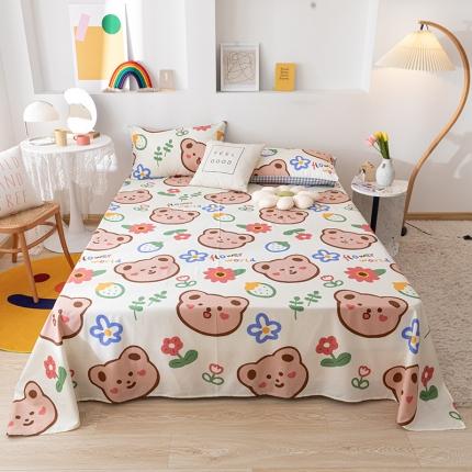 91家纺网 家纺一手货源 找家纺 梦家居 2021新款40s纯棉13372卡通单床单 大脸熊