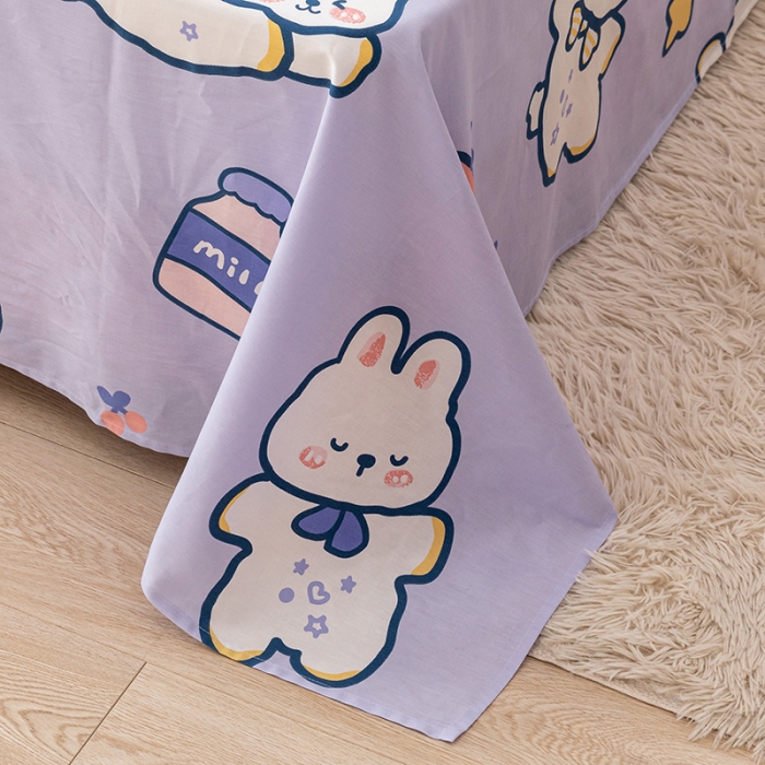 91家纺网 家纺一手货源 找家纺 梦家居 2021新款40s纯棉13372卡通单床单 软萌兔