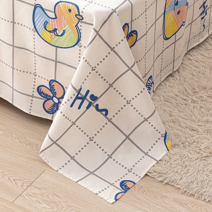 91家纺网 家纺一手货源 找家纺 梦家居 2021新款40s纯棉13372卡通单床单 小彩熊