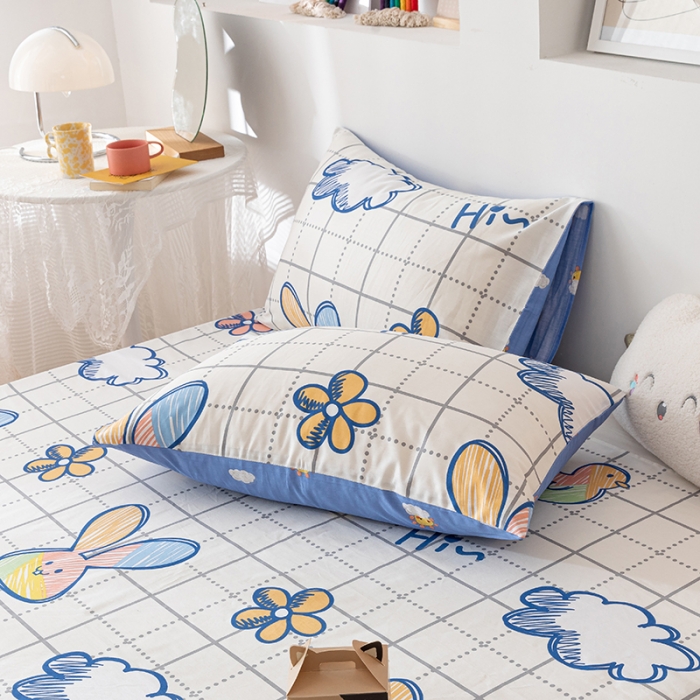 91家纺网 家纺一手货源 找家纺 梦家居 2021新款40s纯棉13372卡通单床单 小彩熊