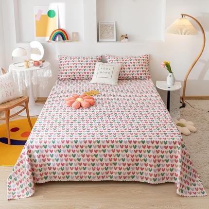 91家纺网 家纺一手货源 找家纺 梦家居 2021新款40s纯棉13372卡通单床单 小心心