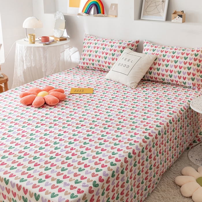 91家纺网 家纺一手货源 找家纺 梦家居 2021新款40s纯棉13372卡通单床单 小心心