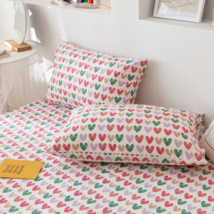 91家纺网 家纺一手货源 找家纺 梦家居 2021新款40s纯棉13372卡通单床单 小心心