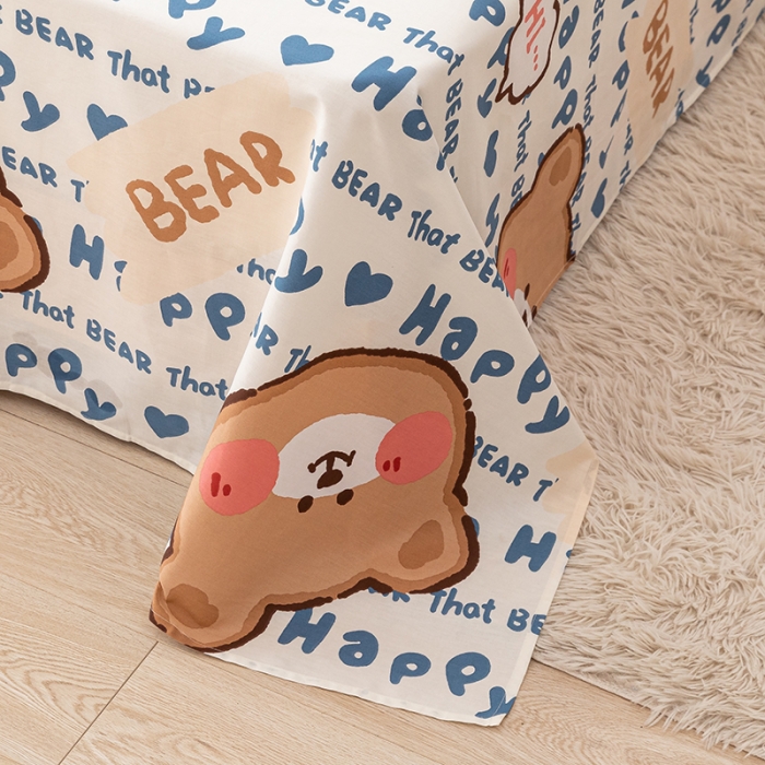 91家纺网 家纺一手货源 找家纺 梦家居 2021新款40s纯棉13372卡通单床单 熊孩子