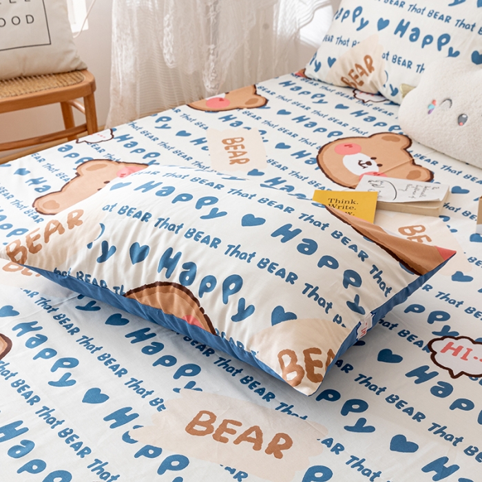 91家纺网 家纺一手货源 找家纺 梦家居 2021新款40s纯棉13372卡通单床单 熊孩子