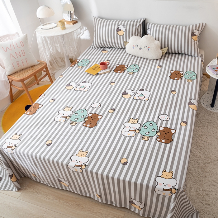 91家纺网 家纺一手货源 找家纺 梦家居 2021新款40s纯棉13372卡通单床单 熊仔