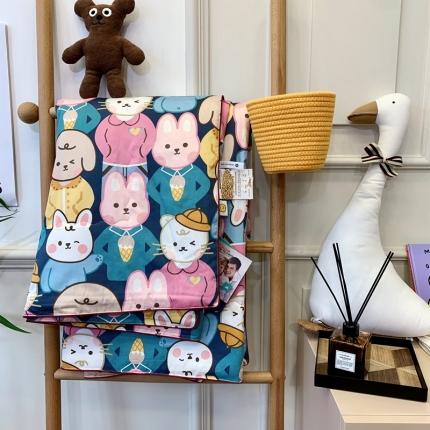 91家纺网 家纺一手货源 找家纺 橘滋 2021新款60支长绒棉儿童大豆蛋白夏被 冰激淋兔