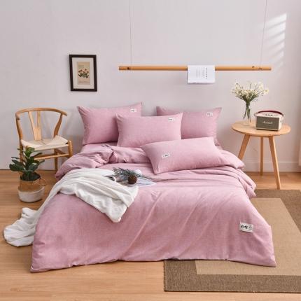 21度C 2021新款彩棉四件套 桃花红