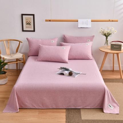 21度C 2021新款彩棉单床单 桃花红