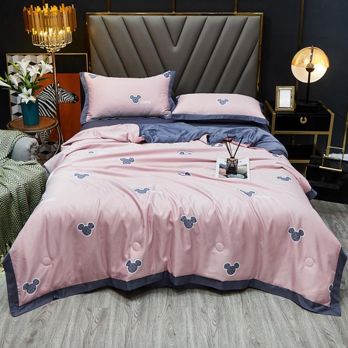 91家纺网 家纺一手货源 找家纺 2023新款水洗天丝夏被四件套夏凉被空调被