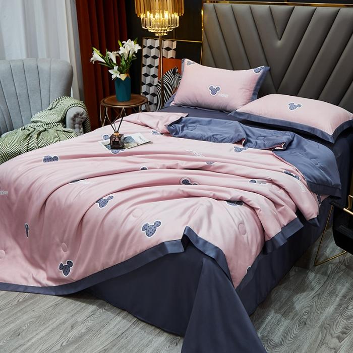 91家纺网 家纺一手货源 找家纺 2023新款水洗天丝夏被四件套夏凉被空调被