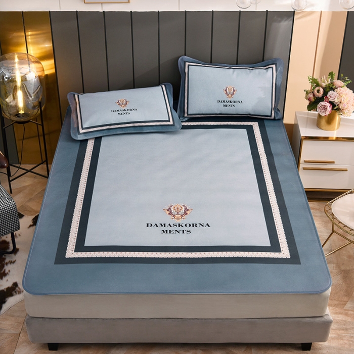 91家纺网 家纺一手货源 找家纺 （总）吾秀 2021 数码版头层牛皮席 牛皮凉席三件套