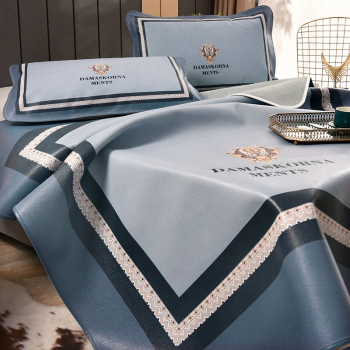 91家纺网 家纺一手货源 找家纺 （总）吾秀 2021 数码版头层牛皮席 牛皮凉席三件套