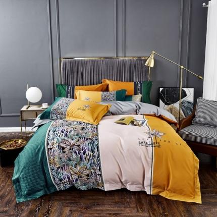 91家纺网 家纺一手货源 找家纺 （总）栩裕纺织 2023新款50支长绒棉数码印花四件套