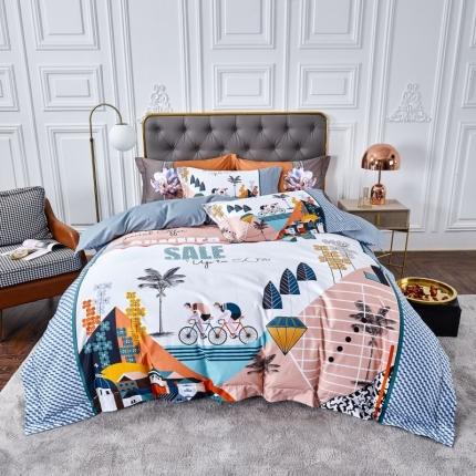 91家纺网 家纺一手货源 找家纺 （总）栩裕纺织 2023新款50支长绒棉数码印花四件套