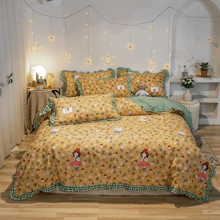 91家纺网 家纺一手货源 找家纺 （总）琪格格 2022新款花边款纯棉荷叶边四件套