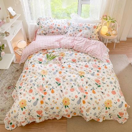 91家纺网 家纺一手货源 找家纺 （总）琪格格 2022新款花边款纯棉荷叶边四件套