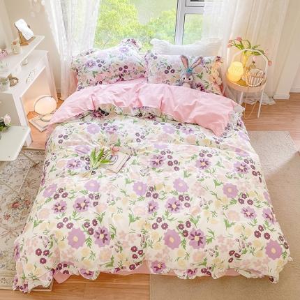 91家纺网 家纺一手货源 找家纺 （总）琪格格 2022新款花边款纯棉荷叶边四件套