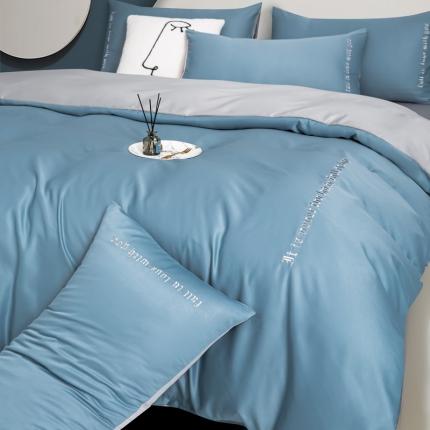 91家纺网 家纺一手货源 找家纺 （总）米奈 2021新款水洗真丝拼色四件套—维亚