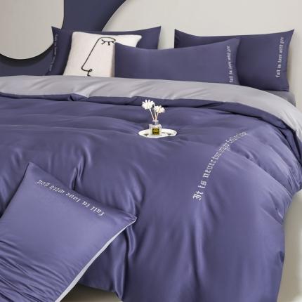 91家纺网 家纺一手货源 找家纺 （总）米奈 2021新款水洗真丝拼色四件套—维亚