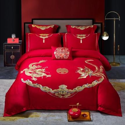 91家纺网 家纺一手货源 找家纺 （总）高大尚 2021新款40S全工艺喷气纯棉中式婚嫁四件套