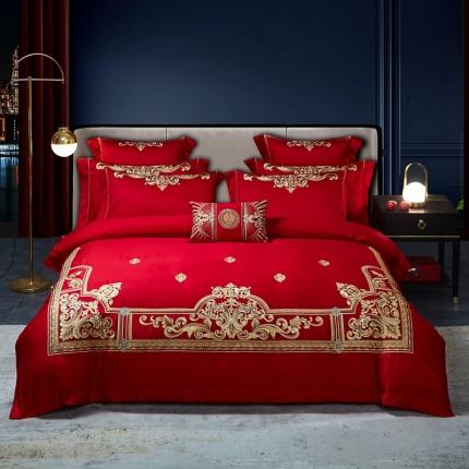 91家纺网 家纺一手货源 找家纺 （总）高大尚 2021新款40S全工艺喷气纯棉中式婚嫁四件套