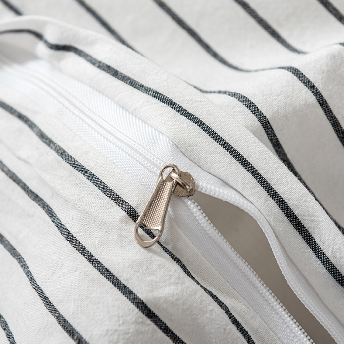 91家纺网 家纺一手货源 找家纺 久典 2022新款A类色织全棉水洗棉四件套（单品有售）白细条