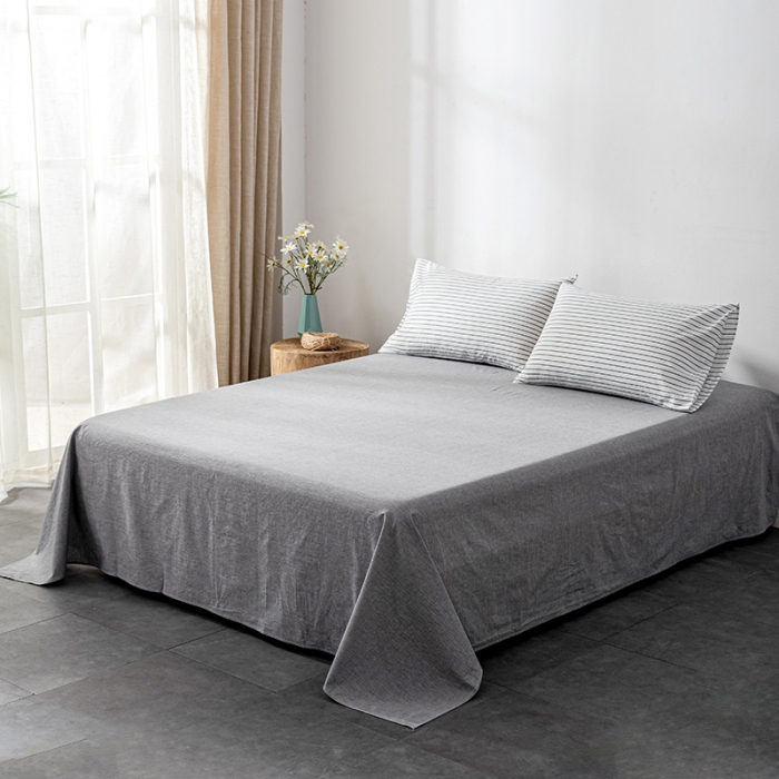 91家纺网 家纺一手货源 找家纺 久典 2022新款A类色织全棉水洗棉四件套（单品有售）白细条