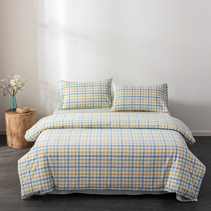 91家纺网 家纺一手货源 找家纺 久典 2022新款A类色织全棉水洗棉四件套（单品有售）彩虹绿