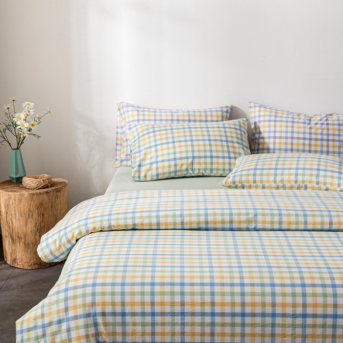 91家纺网 家纺一手货源 找家纺 久典 2022新款A类色织全棉水洗棉四件套（单品有售）彩虹绿