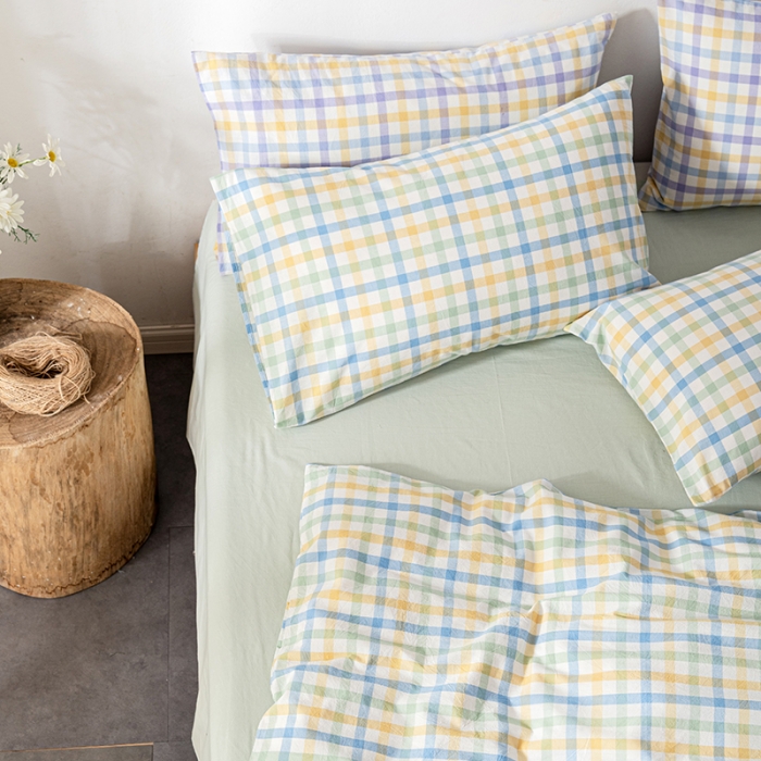 91家纺网 家纺一手货源 找家纺 久典 2022新款A类色织全棉水洗棉四件套（单品有售）彩虹绿