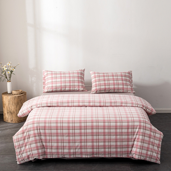 91家纺网 家纺一手货源 找家纺 久典 2022新款A类色织全棉水洗棉四件套（单品有售）草莓格