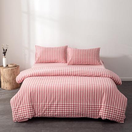 久典2022新款A类色织全棉水洗棉四件套（单品有售）粉渐变格