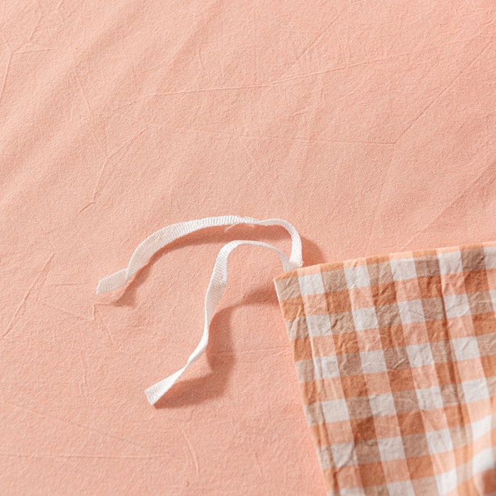 91家纺网 家纺一手货源 找家纺 久典 2022新款A类色织全棉水洗棉四件套（单品有售）粉小格