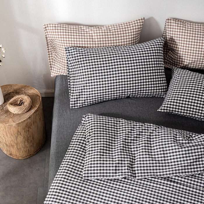 91家纺网 家纺一手货源 找家纺 久典2022新款A类色织全棉水洗棉四件套（单品有售）黑白小格