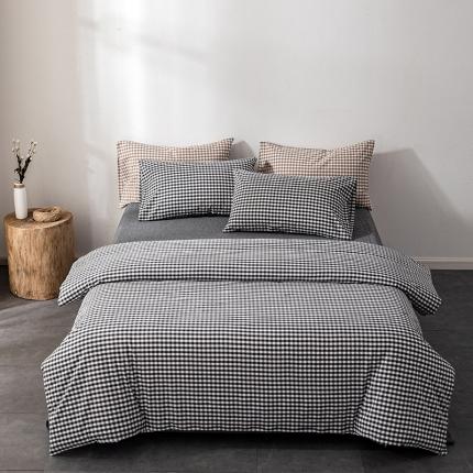久典2022新款A类色织全棉水洗棉四件套（单品有售）黑白小格