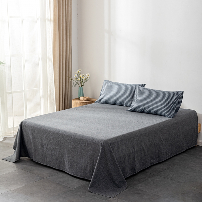 91家纺网 家纺一手货源 找家纺 久典 2022新款A类色织全棉水洗棉四件套（单品有售）灰细条