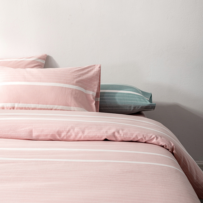 91家纺网 家纺一手货源 找家纺 久典 2022新款A类色织全棉水洗棉四件套（单品有售）极简粉