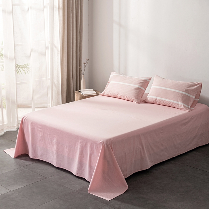 91家纺网 家纺一手货源 找家纺 久典 2022新款A类色织全棉水洗棉四件套（单品有售）极简粉