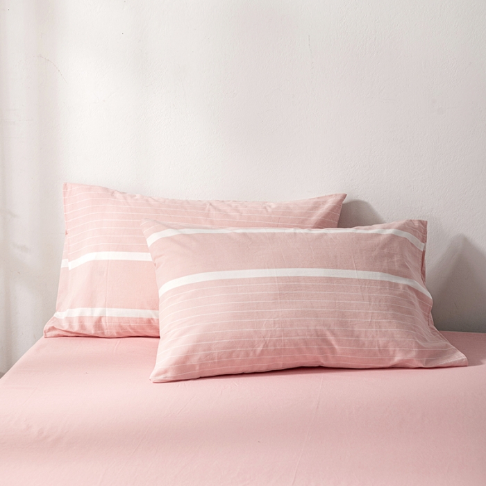 91家纺网 家纺一手货源 找家纺 久典 2022新款A类色织全棉水洗棉四件套（单品有售）极简粉