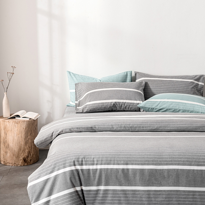 91家纺网 家纺一手货源 找家纺 久典 2022新款A类色织全棉水洗棉四件套（单品有售）极简灰