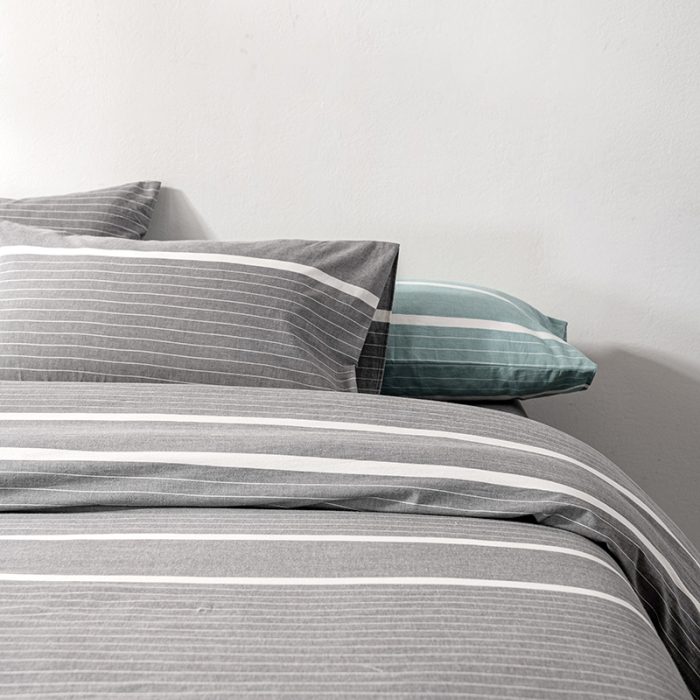 91家纺网 家纺一手货源 找家纺 久典 2022新款A类色织全棉水洗棉四件套（单品有售）极简灰