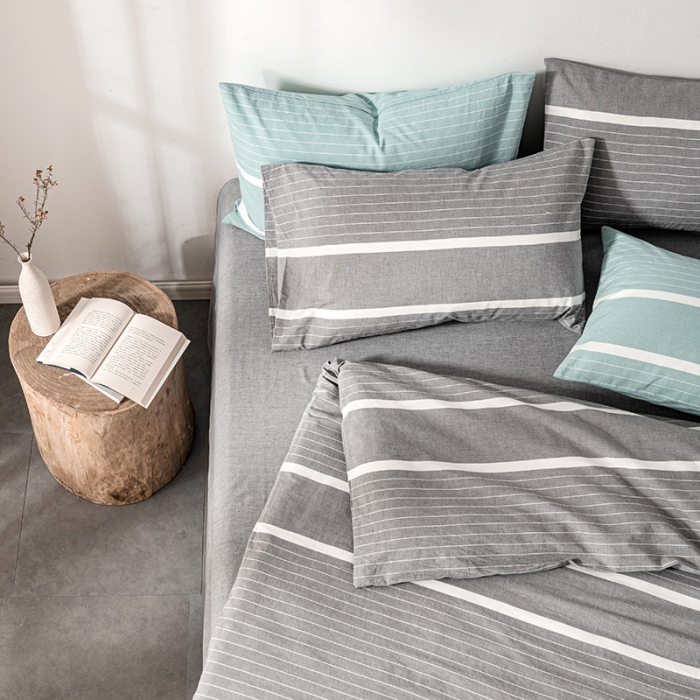 91家纺网 家纺一手货源 找家纺 久典 2022新款A类色织全棉水洗棉四件套（单品有售）极简灰