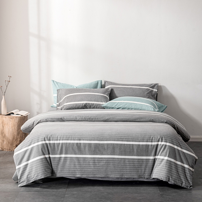 91家纺网 家纺一手货源 找家纺 久典 2022新款A类色织全棉水洗棉四件套（单品有售）极简灰