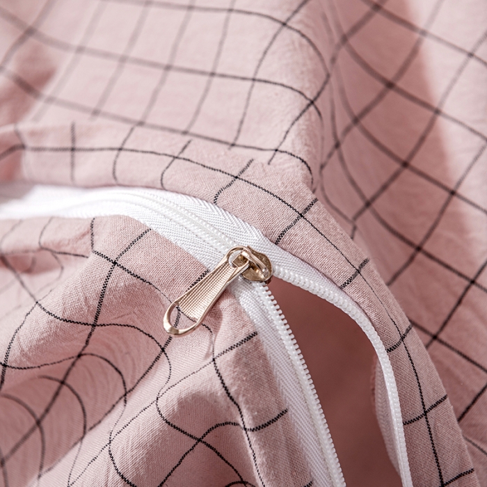 91家纺网 家纺一手货源 找家纺 久典2022新款A类色织全棉水洗棉四件套（单品有售）京都粉格